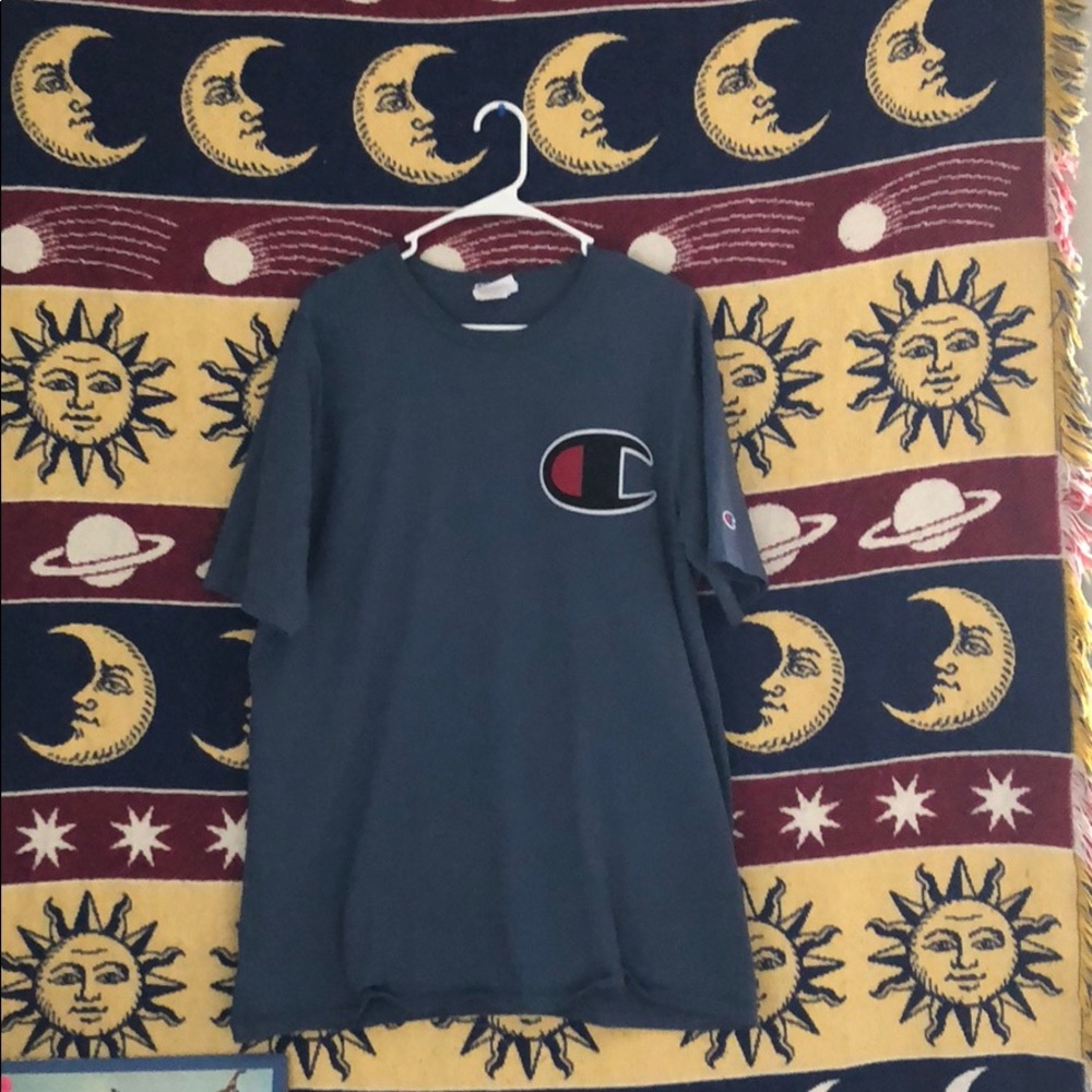 Navy blue large logo champion shirt